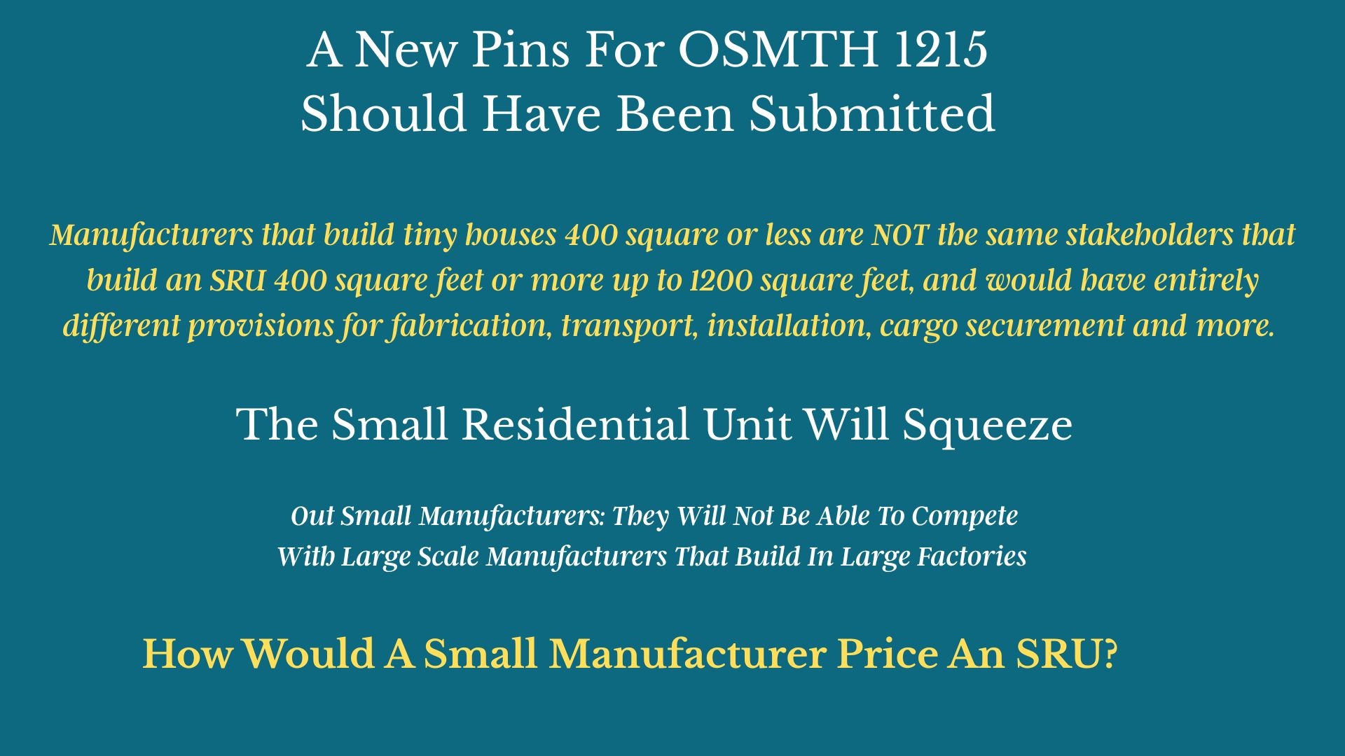 OSMTH 1215 Title Change Without New Pins Notification